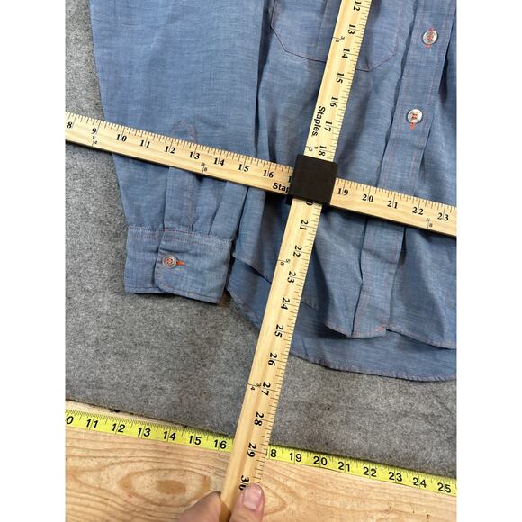 Vintage 80s LL Bean Work Shirt Womens Size 16 Blue Button Up Long Sleeve Utility - Picture 2 of 6